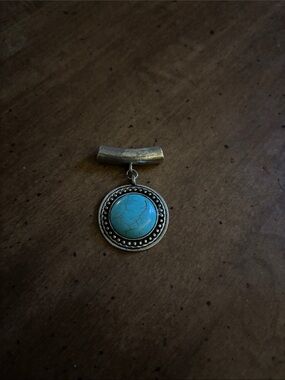 Turquoise Stone Pendant Drop Necklace Accent